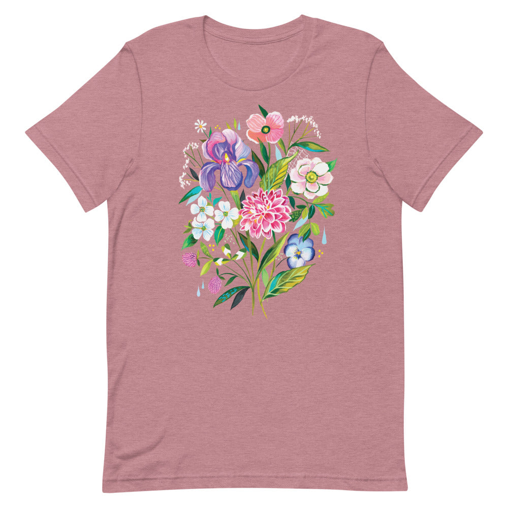 Iris Bouquet T-Shirt Heather Orchid