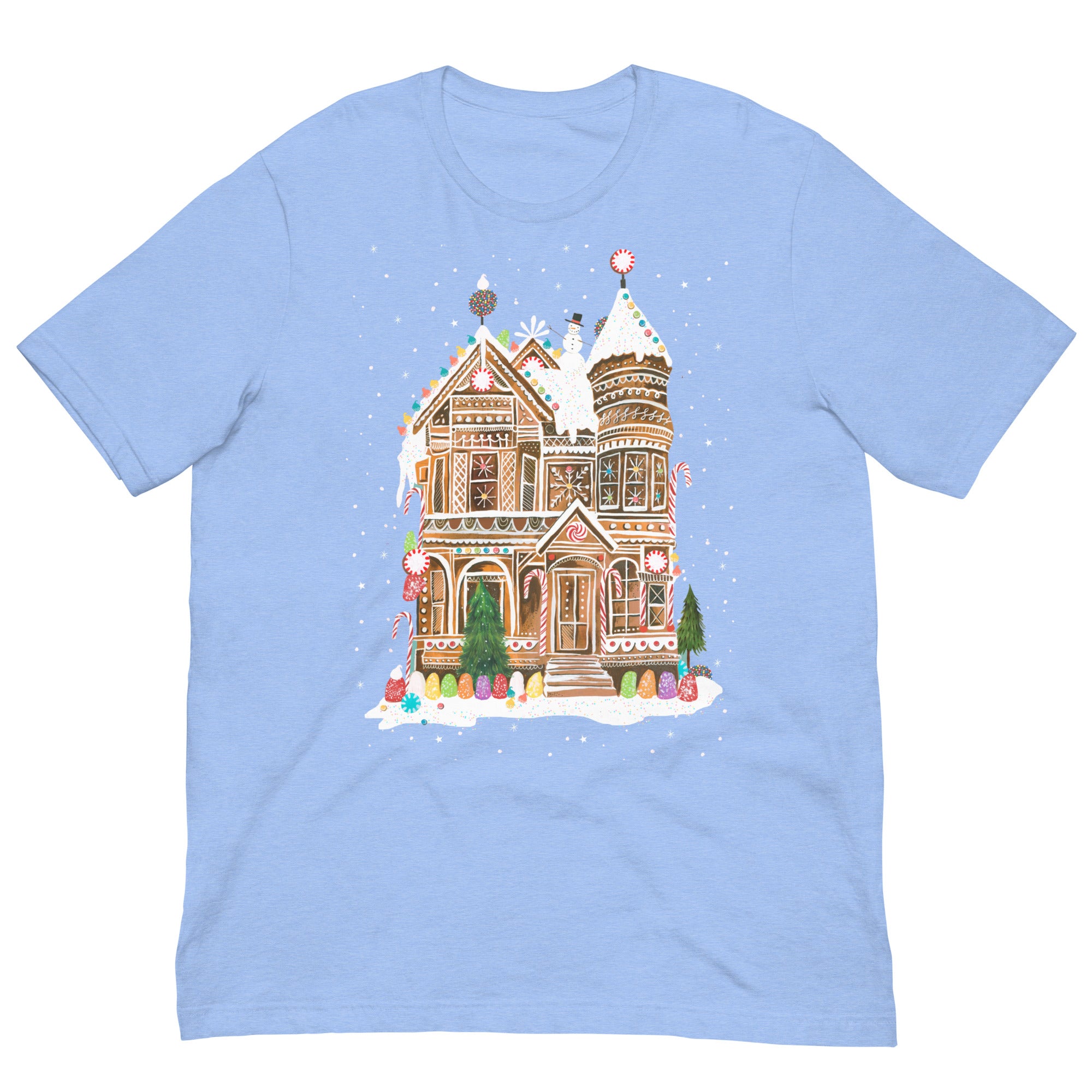 Gingerbread House T-Shirt Heather Carolina Blue