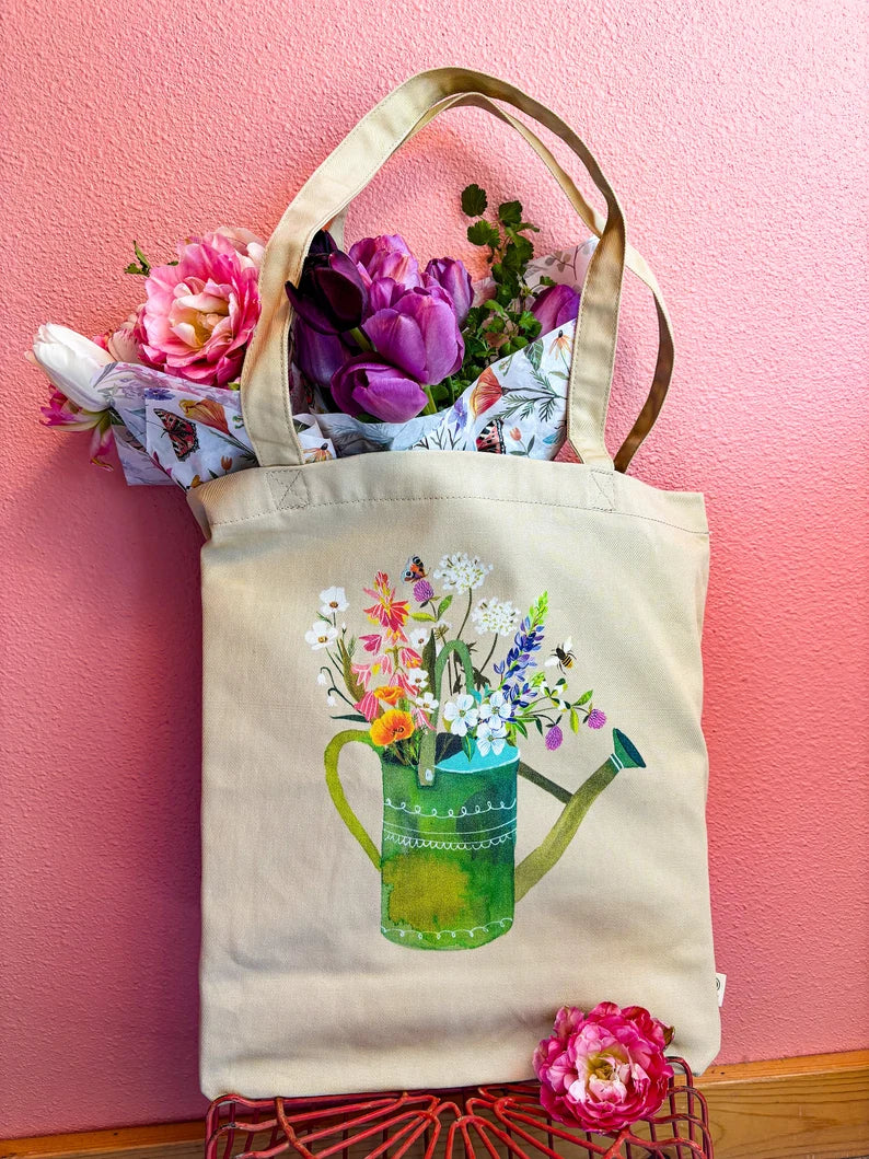Organic Cotton Tote Bag - Watering Can
