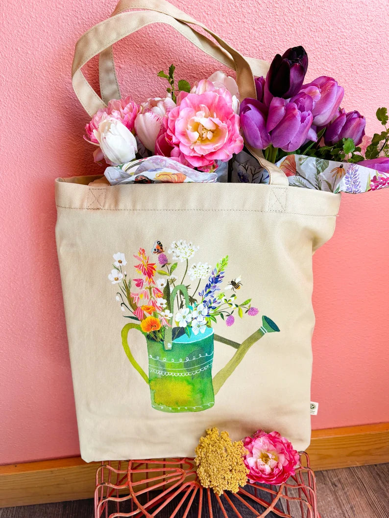 Organic Cotton Tote Bag - Watering Can