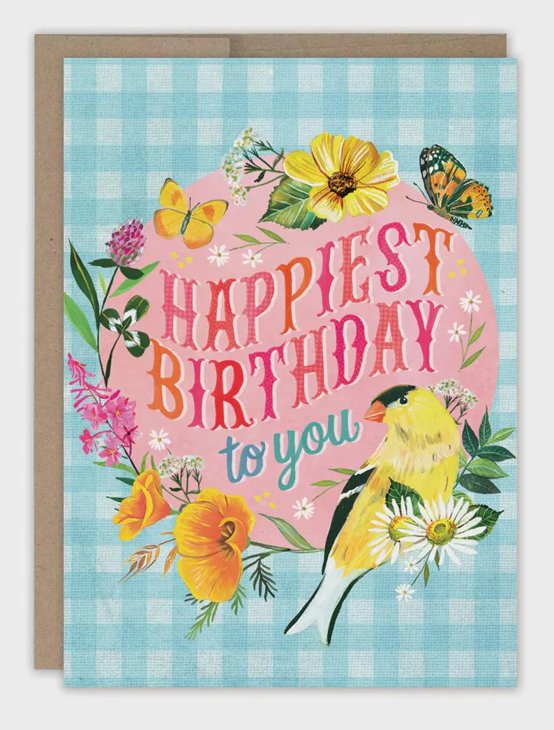 Gingham Happiest Birthday - Greeting Card