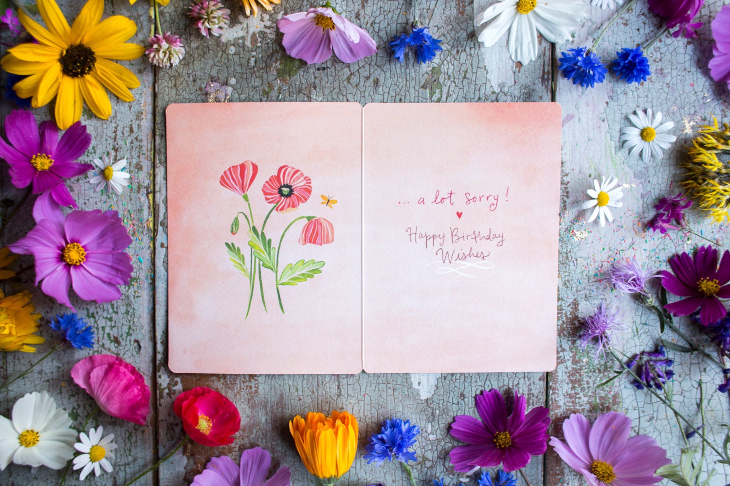Belated Birthday Poppies - Greeting Card