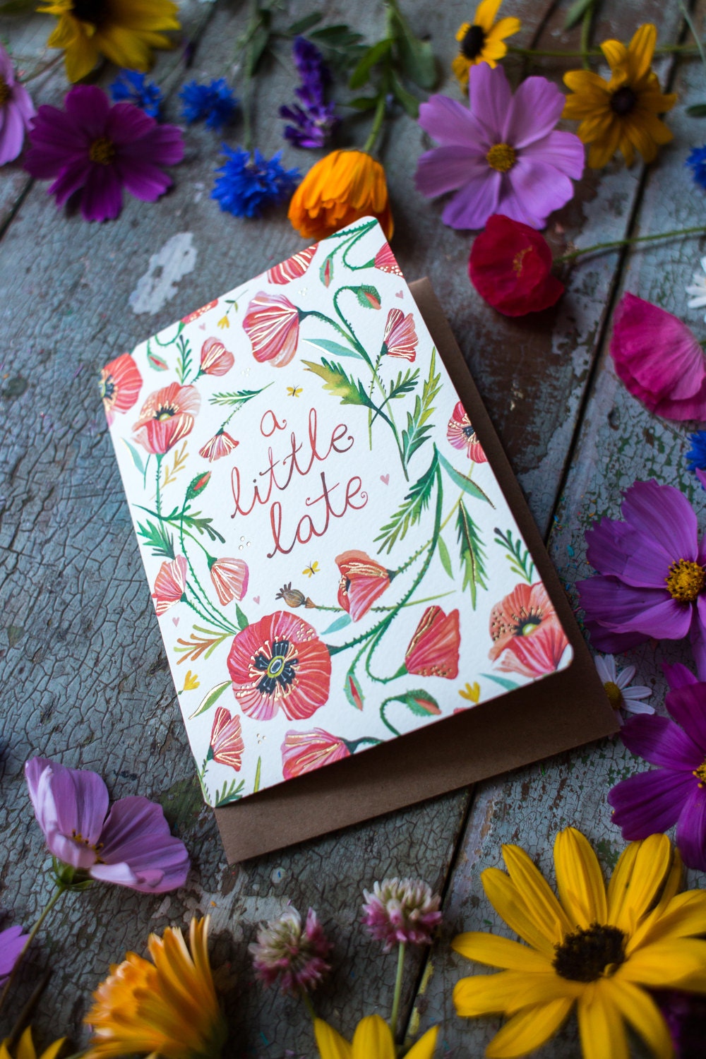 Belated Birthday Poppies - Greeting Card