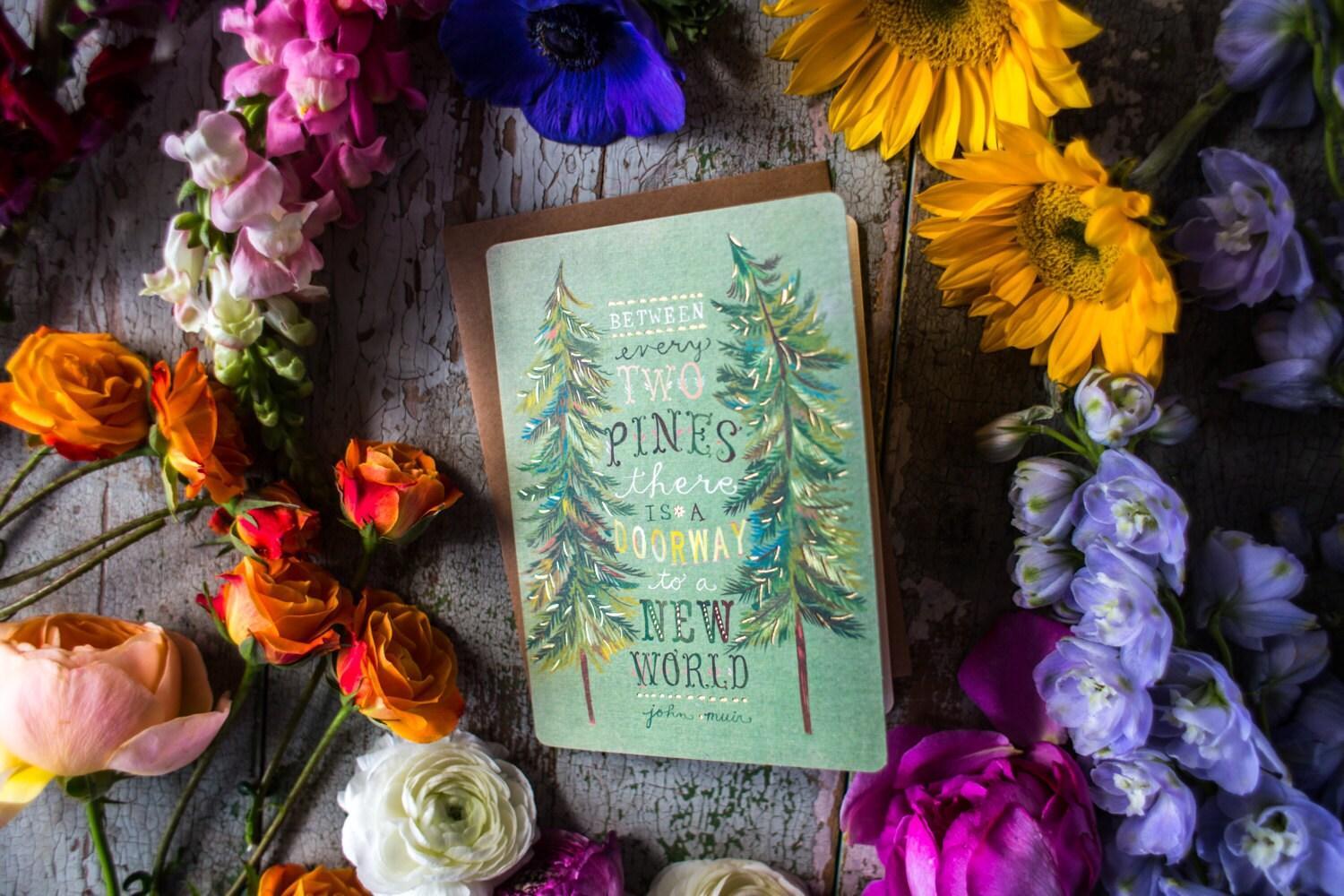 Two Pines Gold Foil Greeting Card