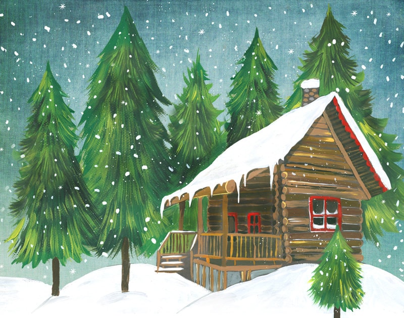 Winter Cabin Art Print