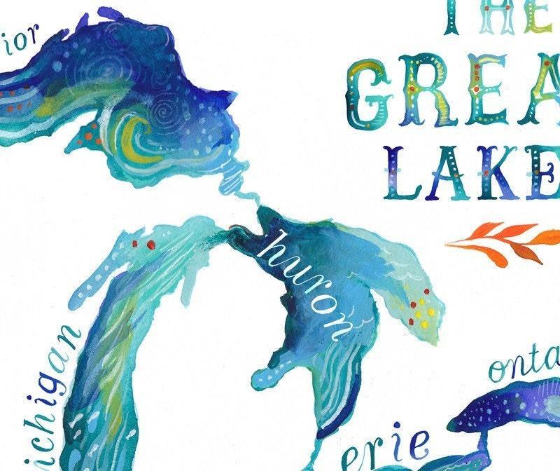 The Great Lakes Paper Art Print