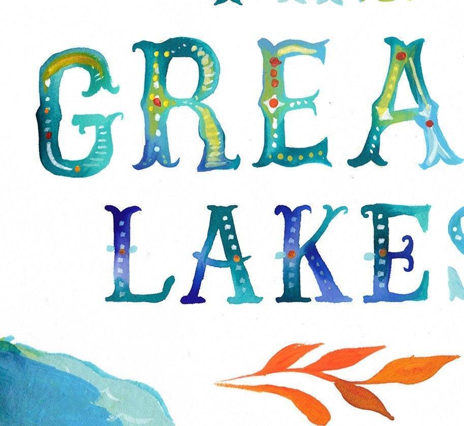 The Great Lakes Paper Art Print
