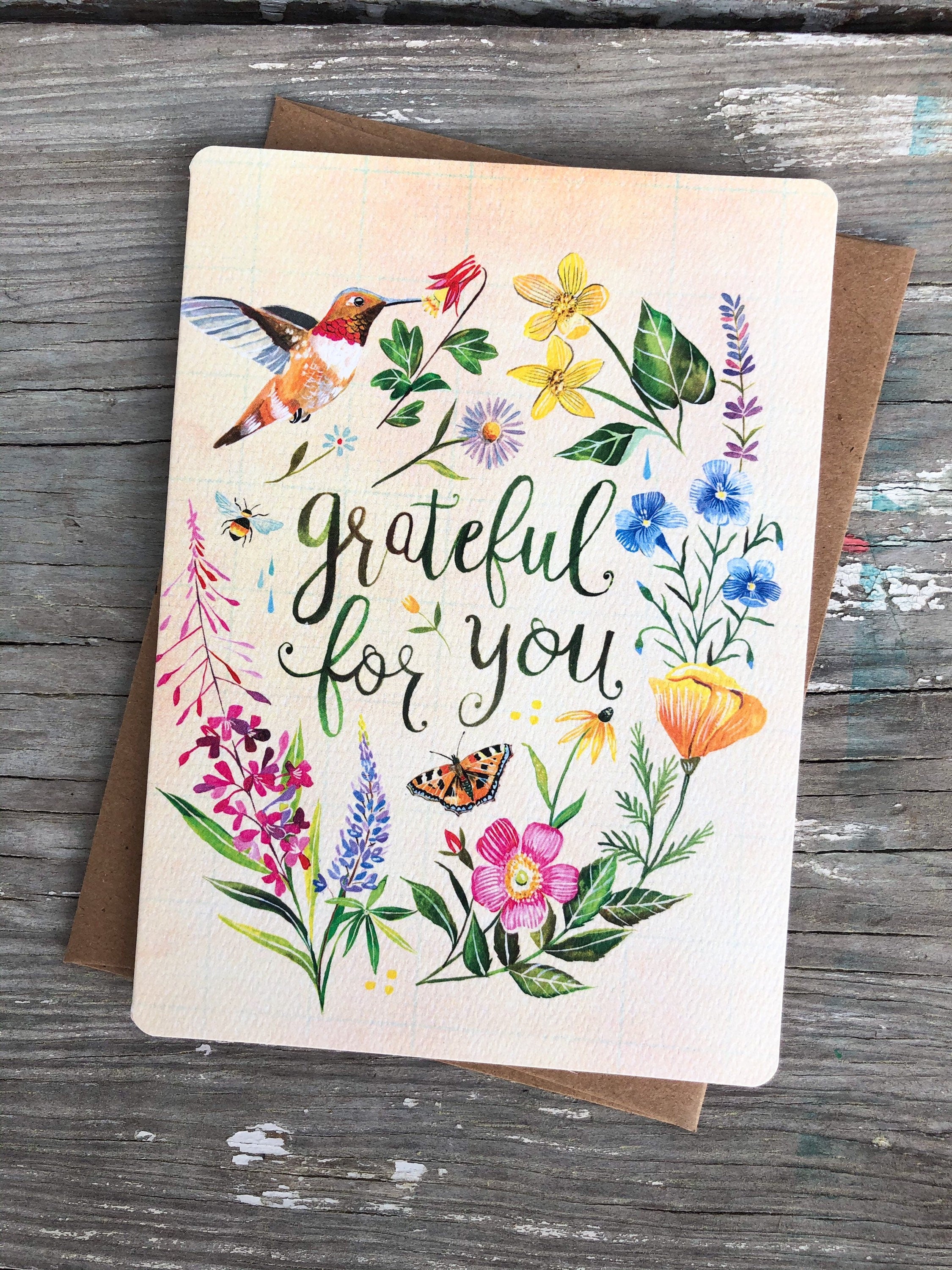 Grateful Hummingbird - Greeting Card