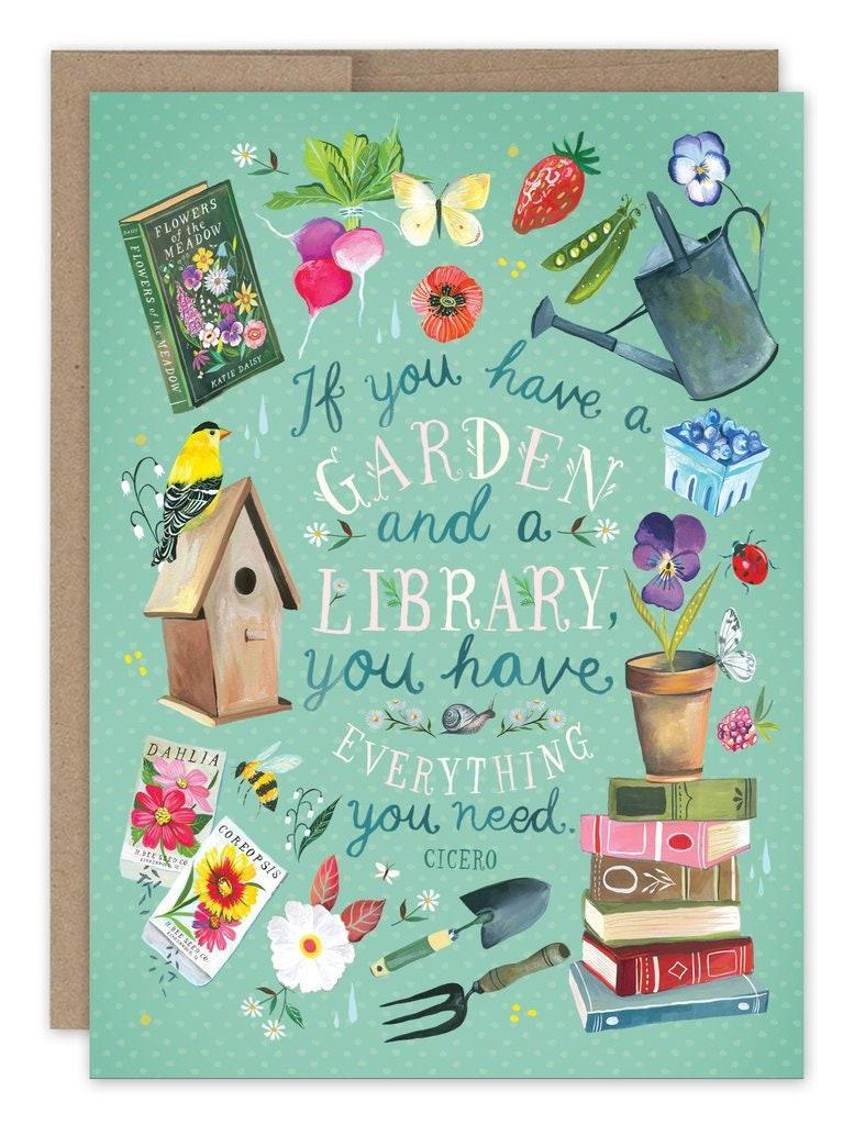 Garden and a Library - Birthday Card
