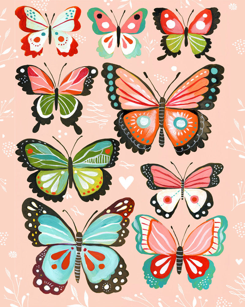 Butterfly Collection Pink Art Print