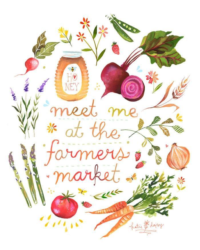 Meet Me at The Farmers Market Art Print