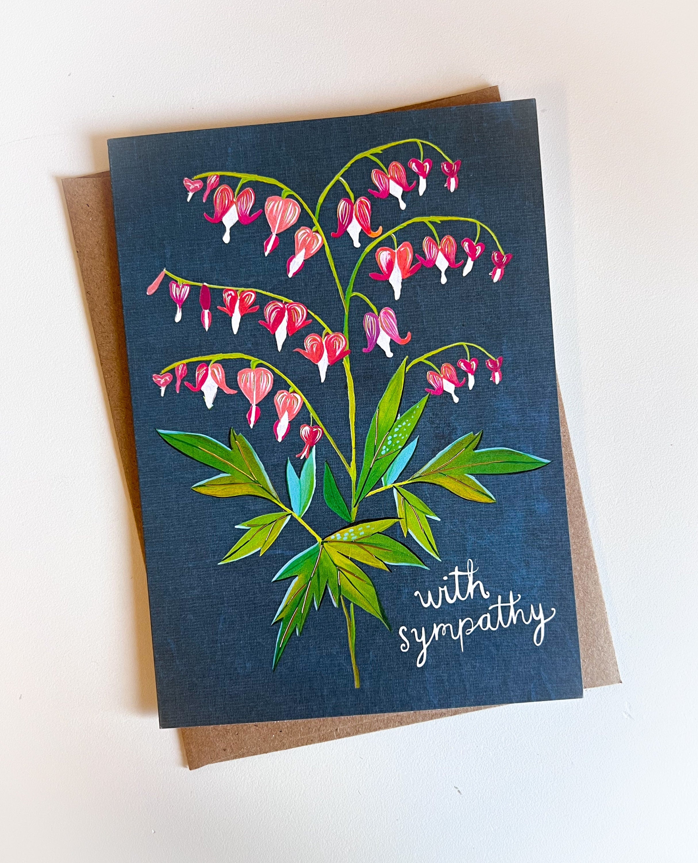 With Sympathy Bleeding Hearts - Greeting Card