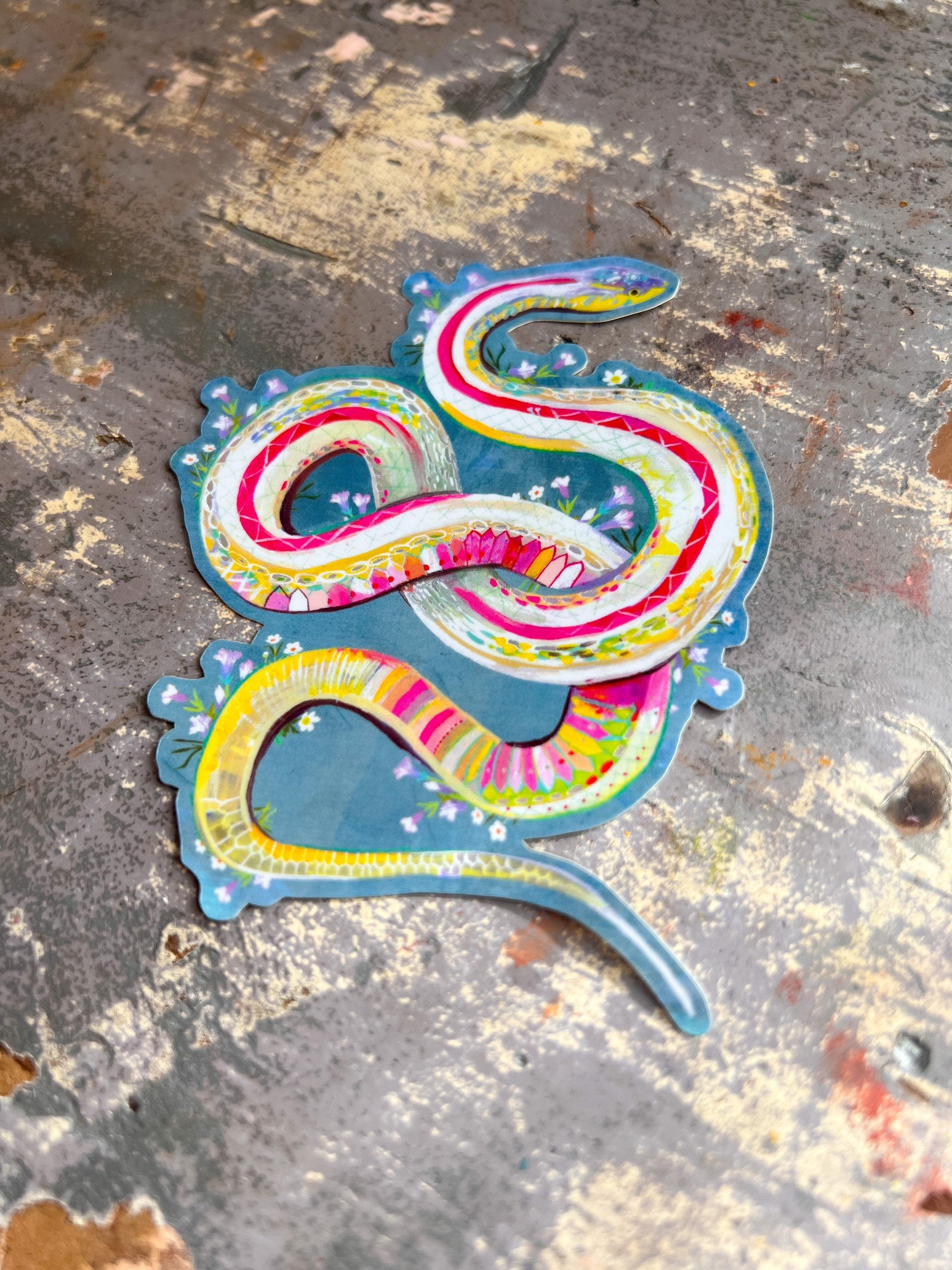 Snake Sticker with Holographic Accents