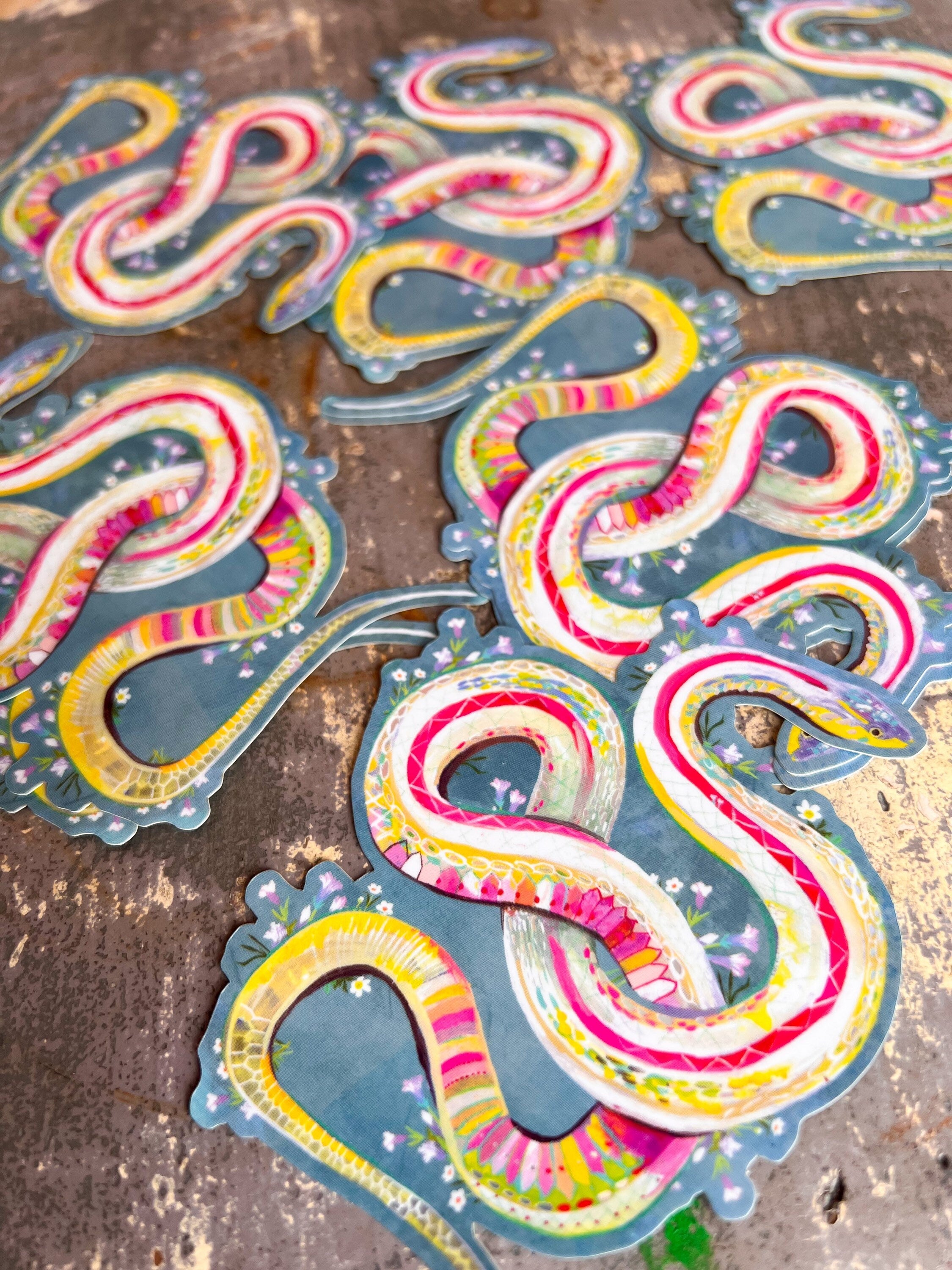Snake Sticker with Holographic Accents