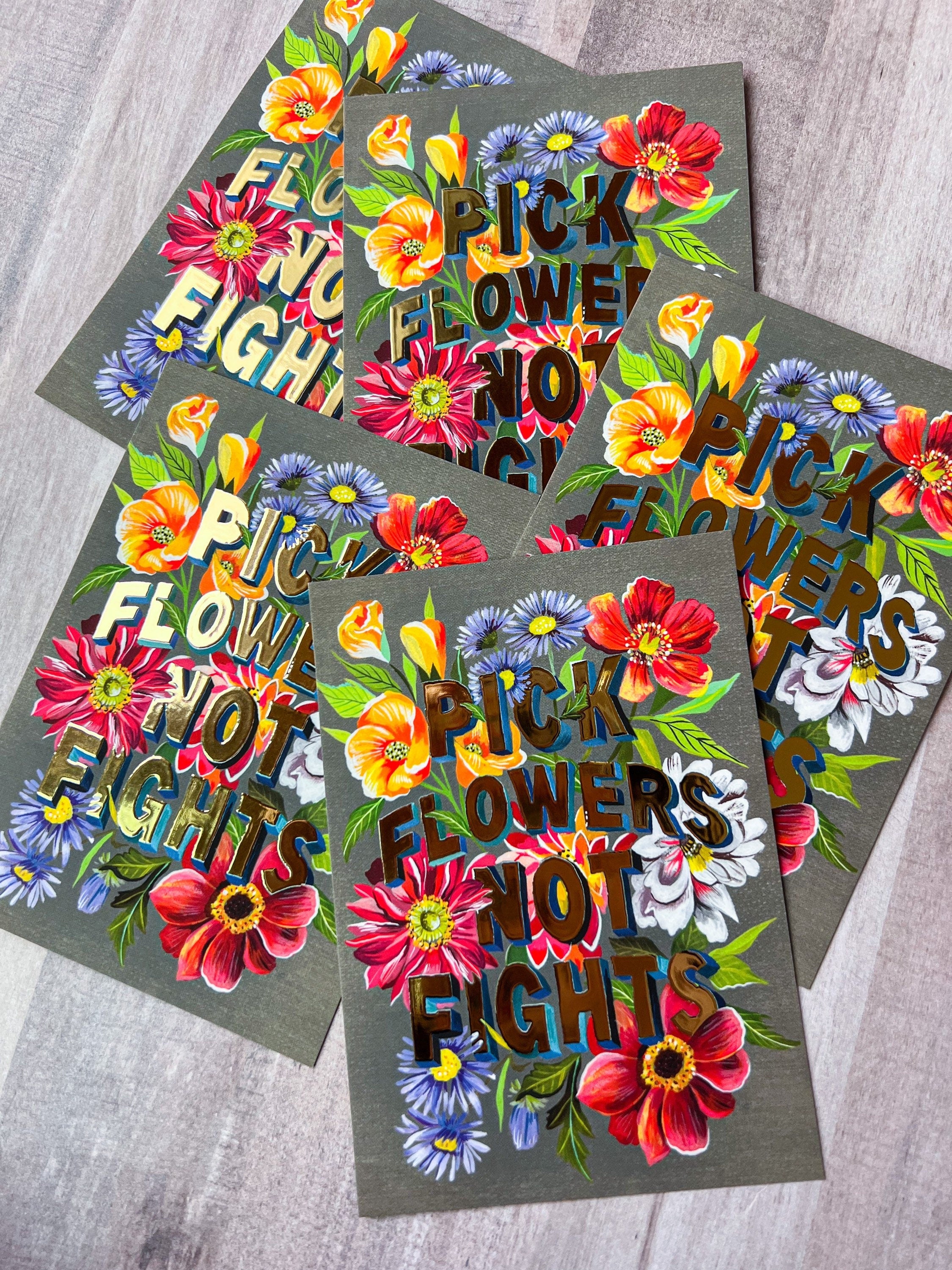 Pick Flowers Not Fights Postcard Pack | Stationery