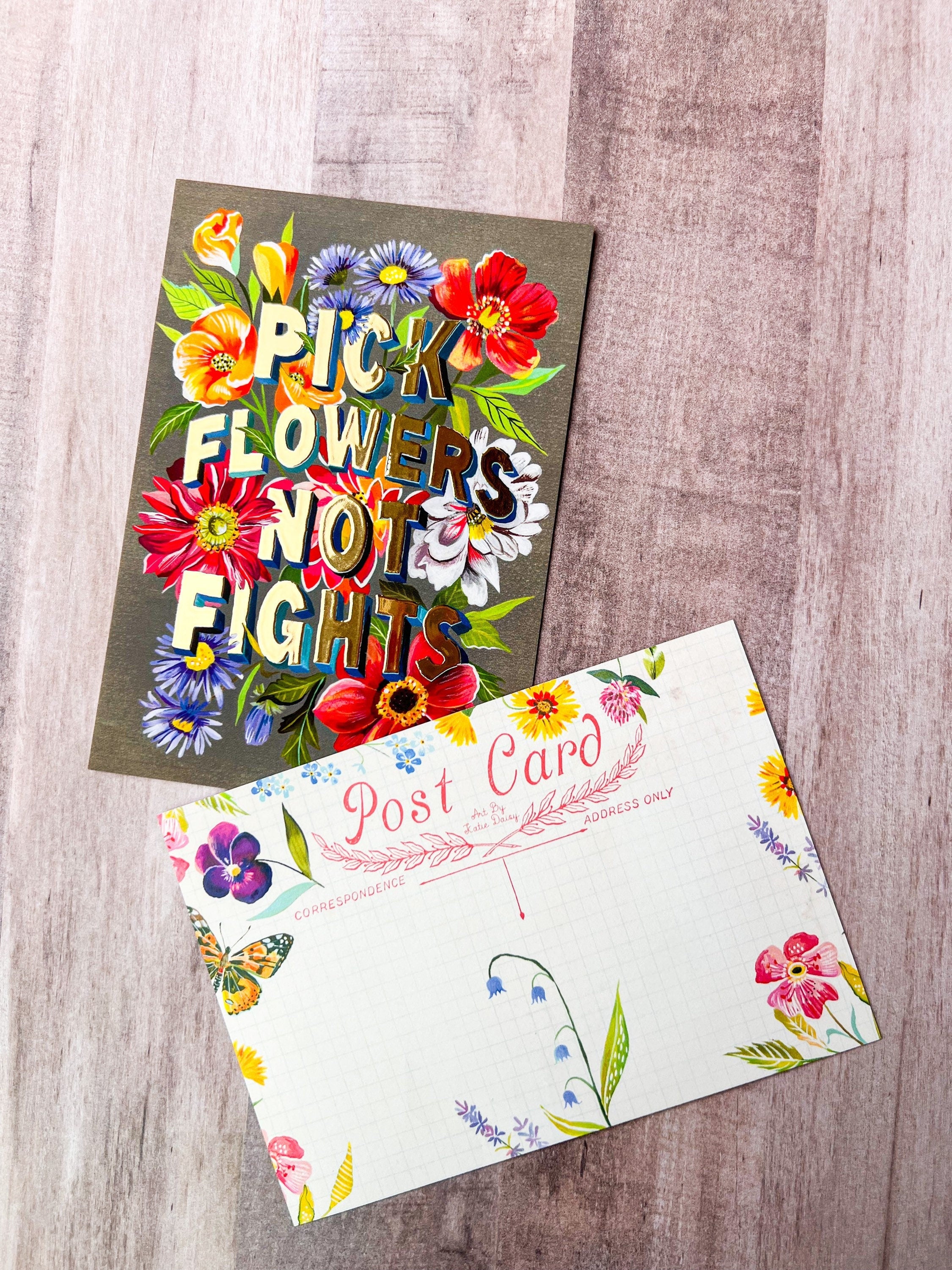 Pick Flowers Not Fights Postcard Pack | Stationery