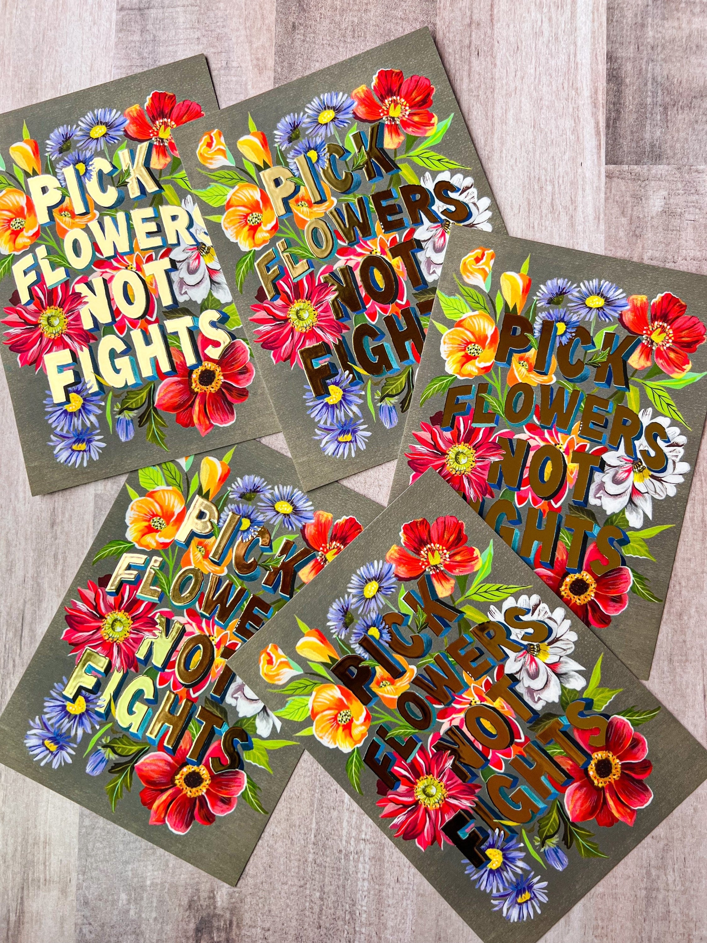 Pick Flowers Not Fights Postcard Pack | Stationery