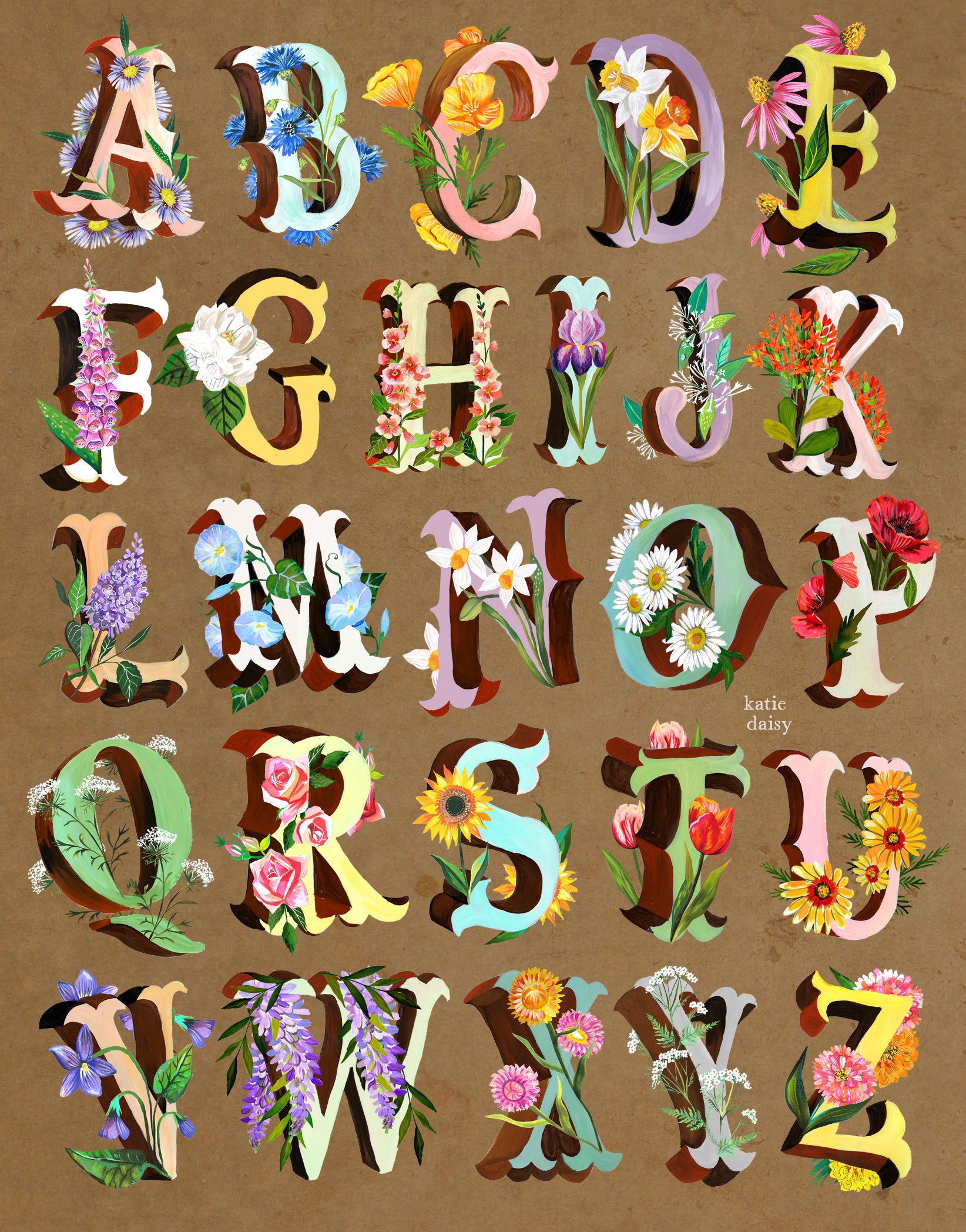 Flower Alphabet Art Print