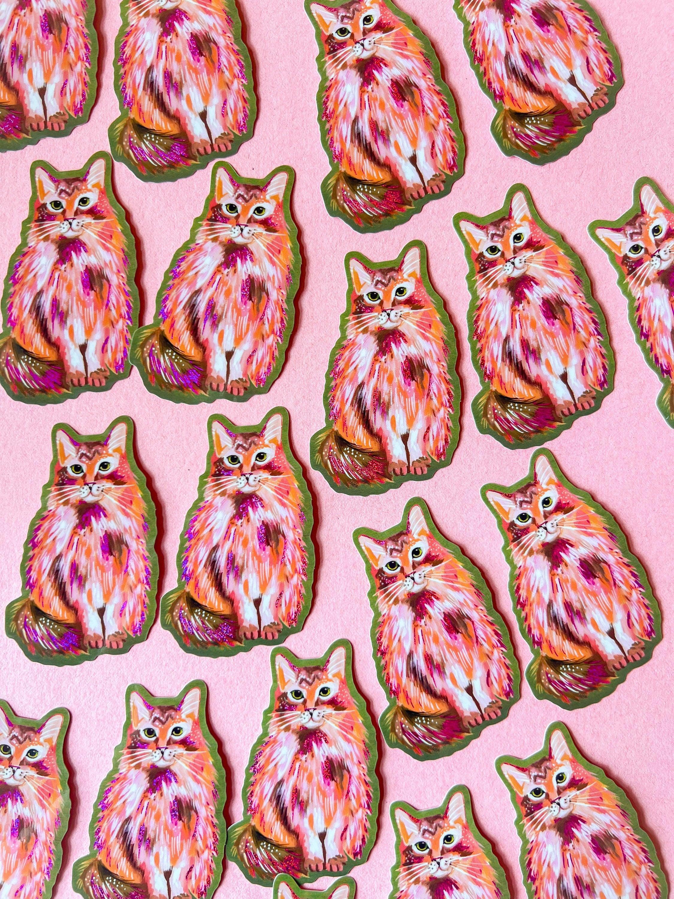 Pink Glitter Kitty Sticker