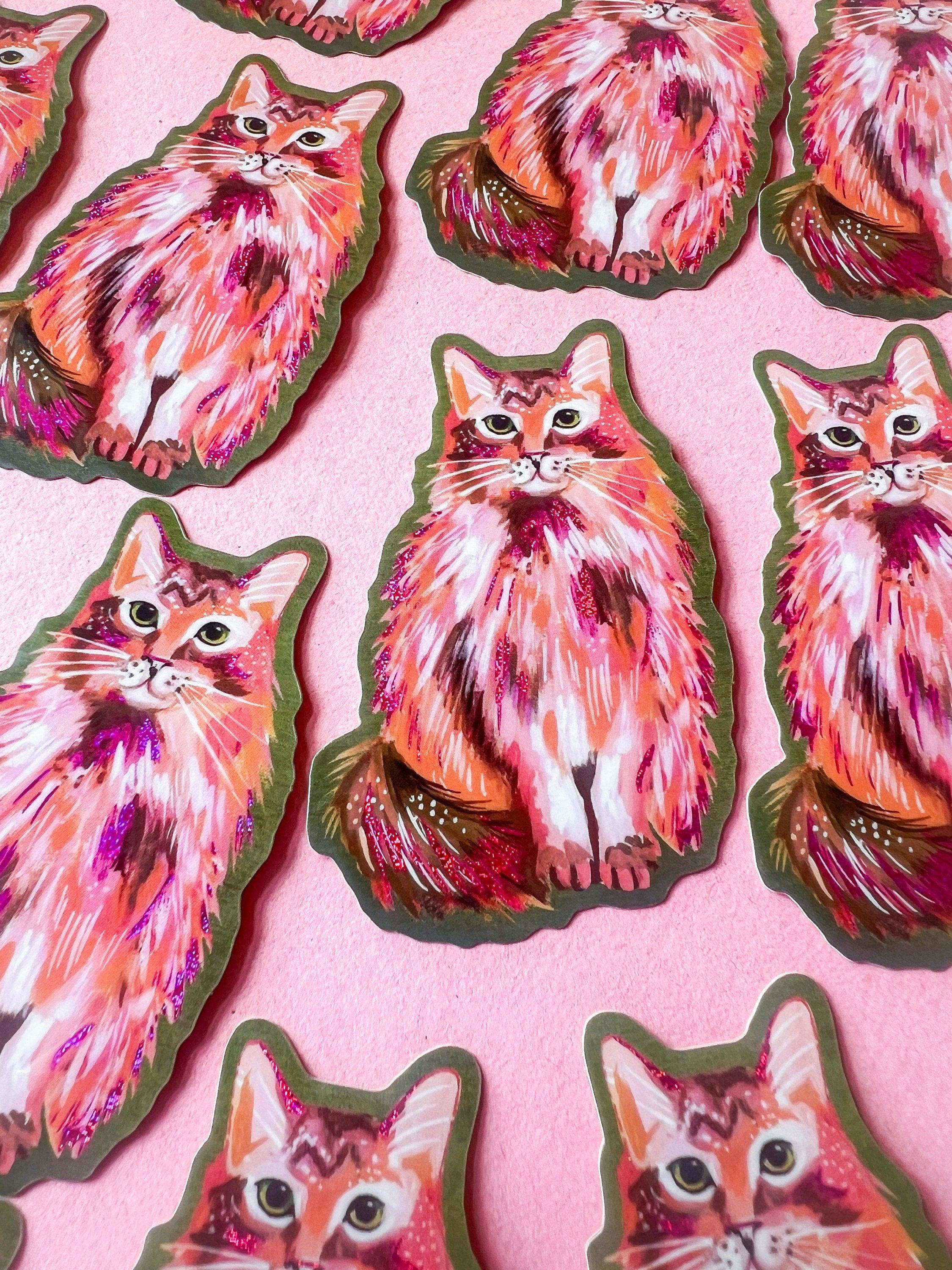 Pink Glitter Kitty Sticker