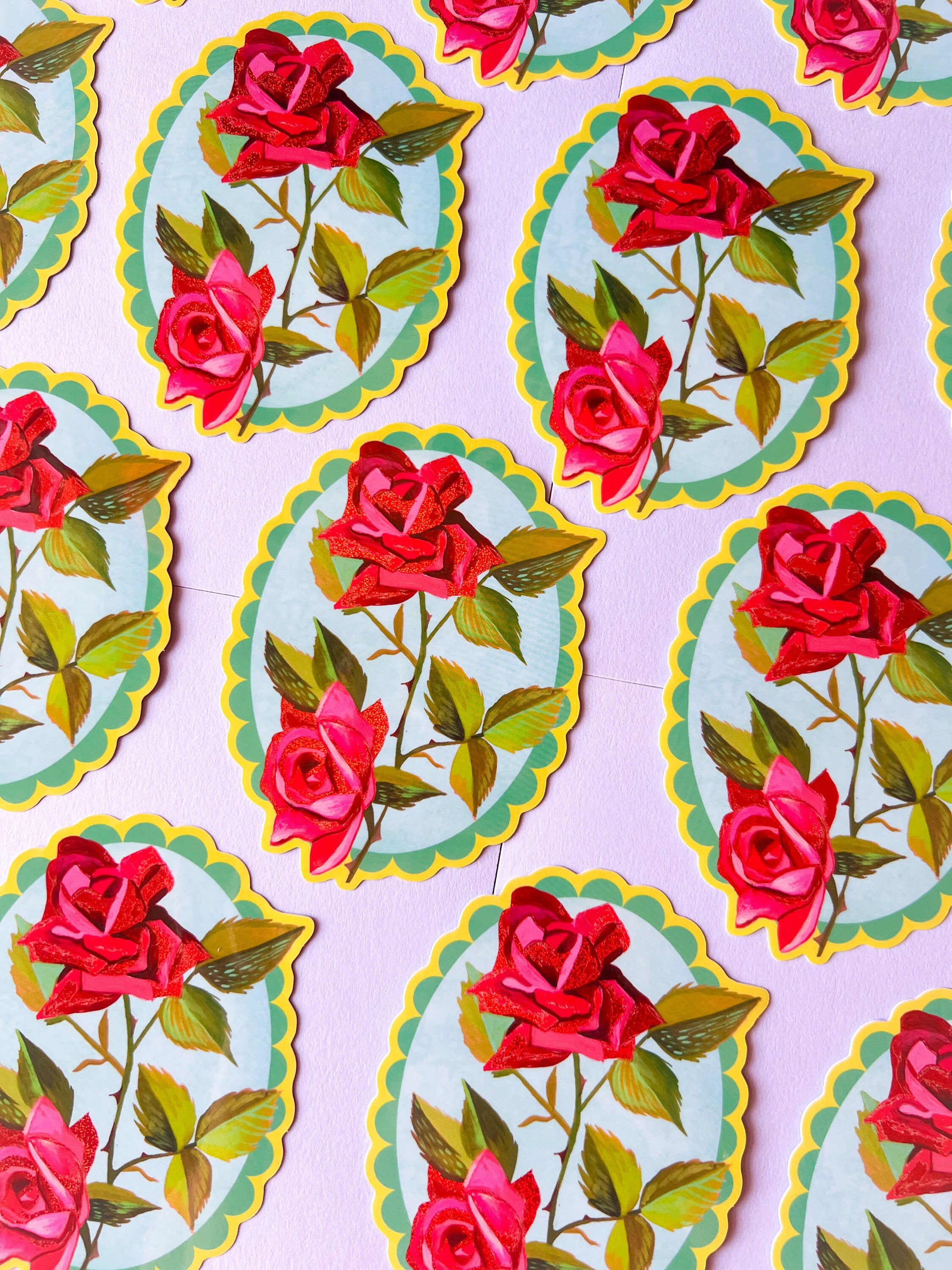 Rose Glitter Sticker