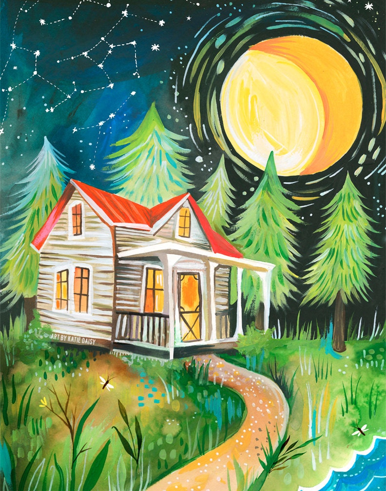 Night Cabin Art Print
