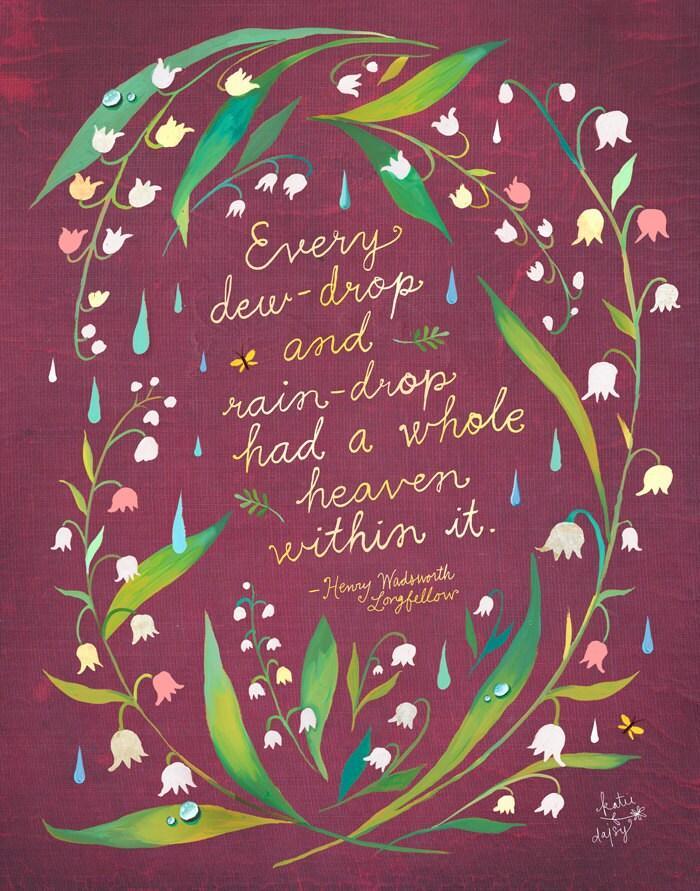 Dewdrop Art Print | Henry Wadsworth Longfellow Quote