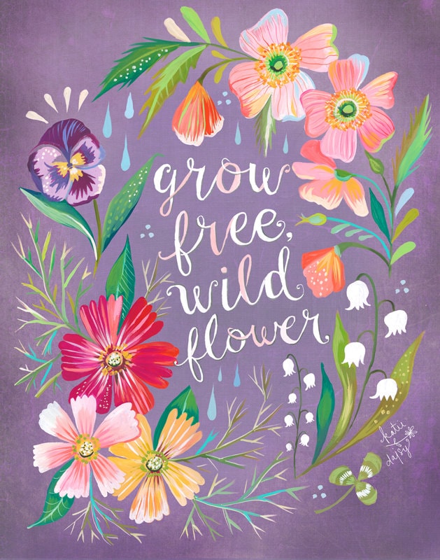Purple Grow Free, Wildflower Art Print