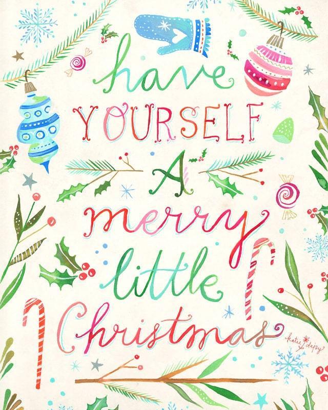 Merry Little Christmas Holiday Art Print