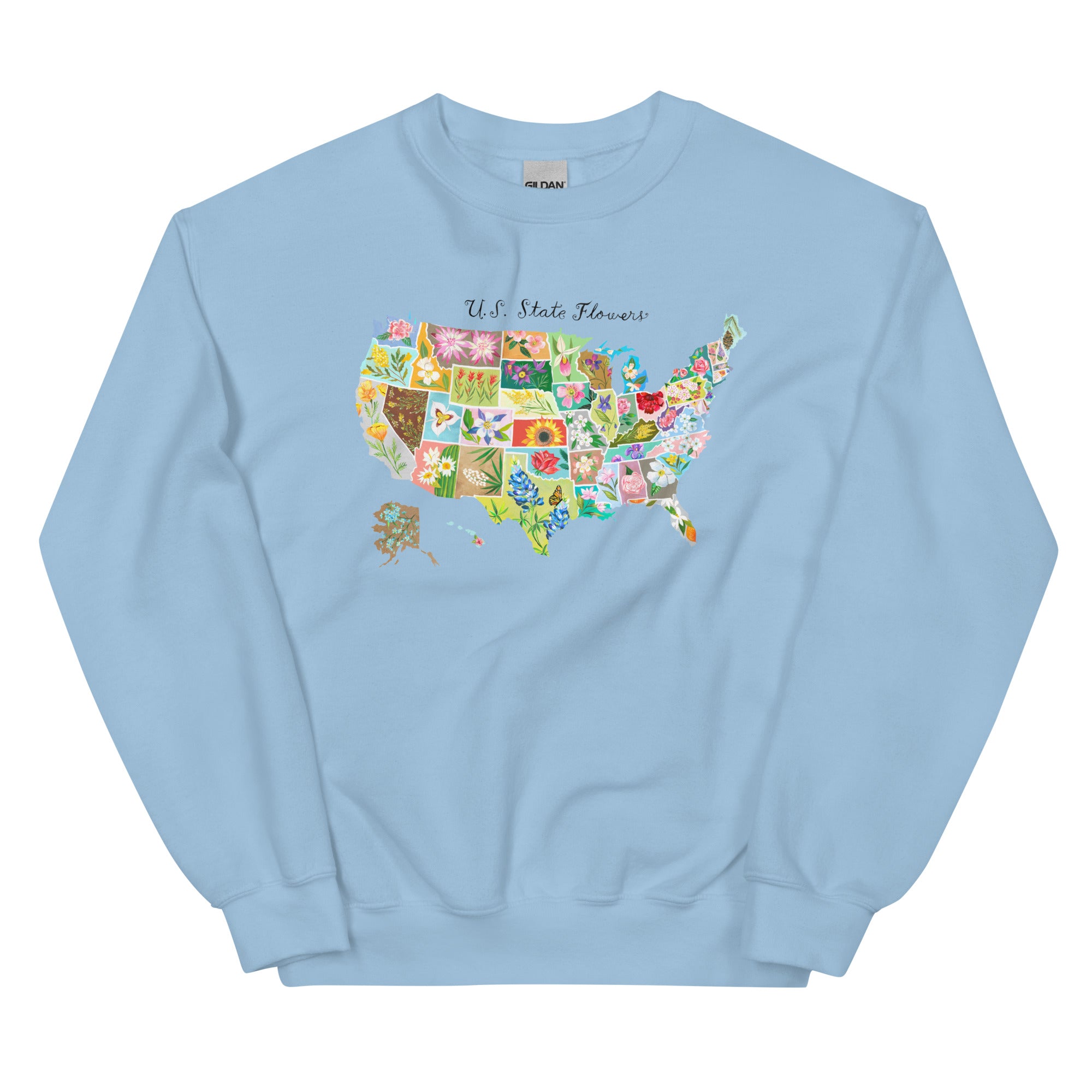 State Flowers Unisex Sweatshirt Light Blue