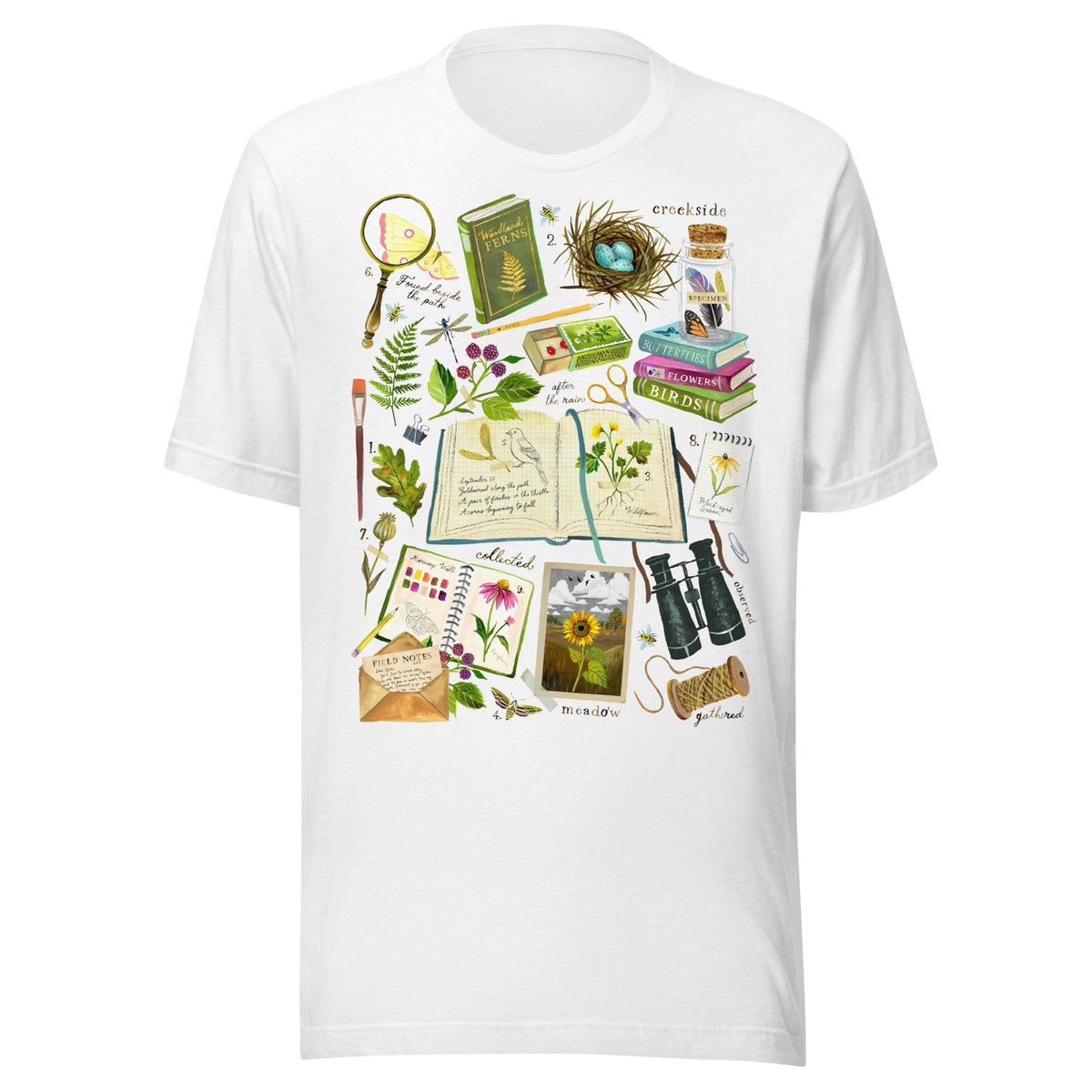 Dear Edith Botanist Tee Shirt Solid White Blend