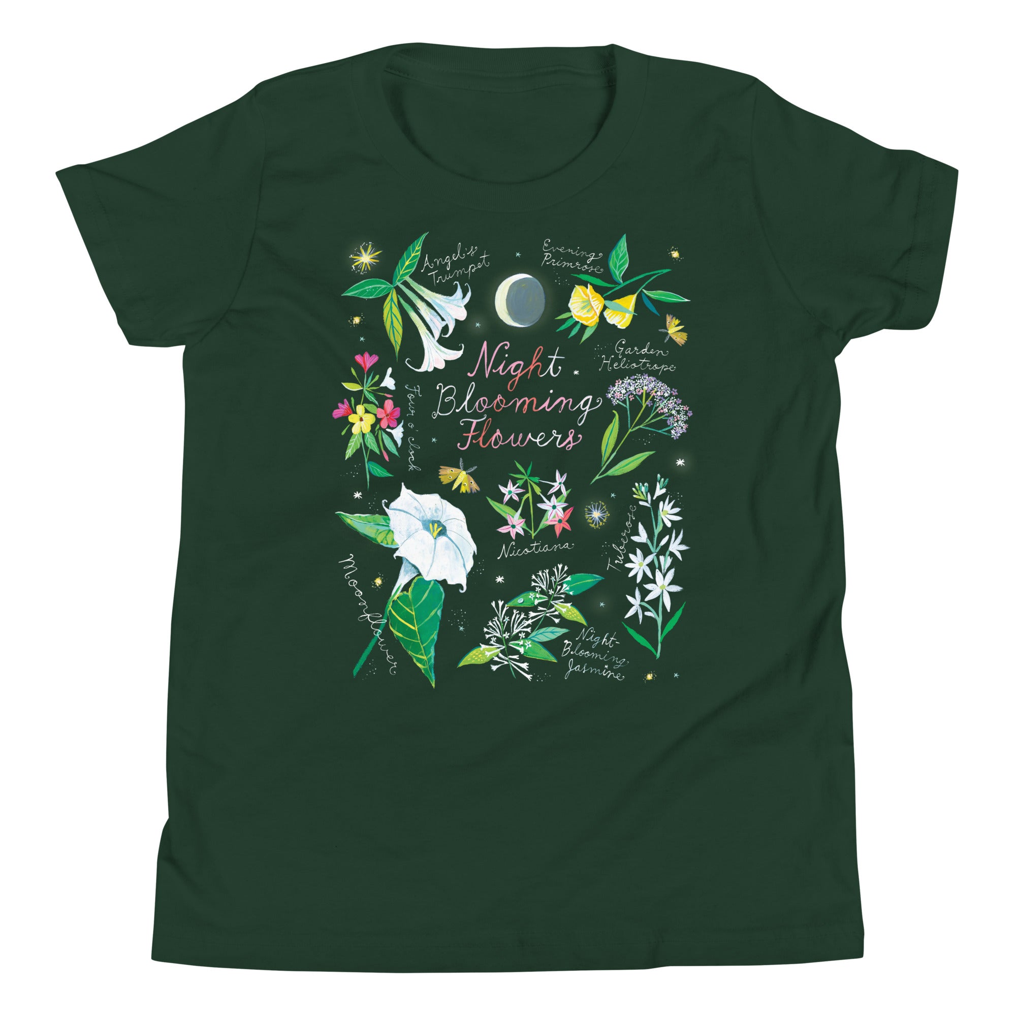 Night Blooming Flowers Youth T-Shirt Forest