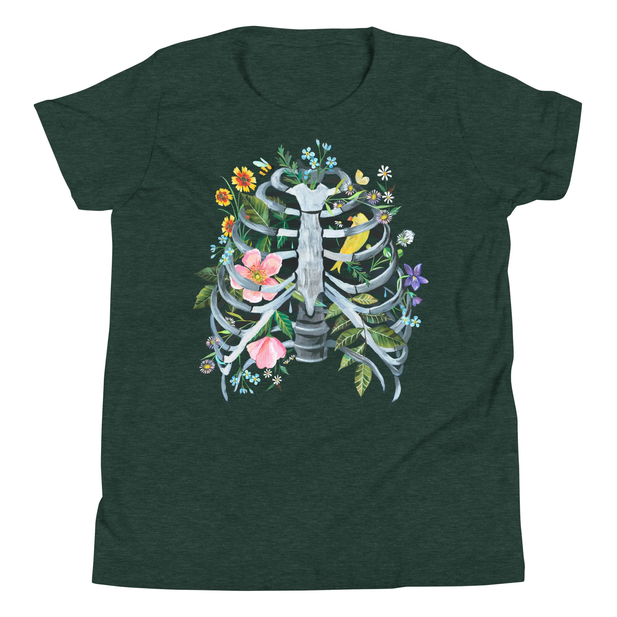 Rib Cage Youth T-Shirt Heather Forest