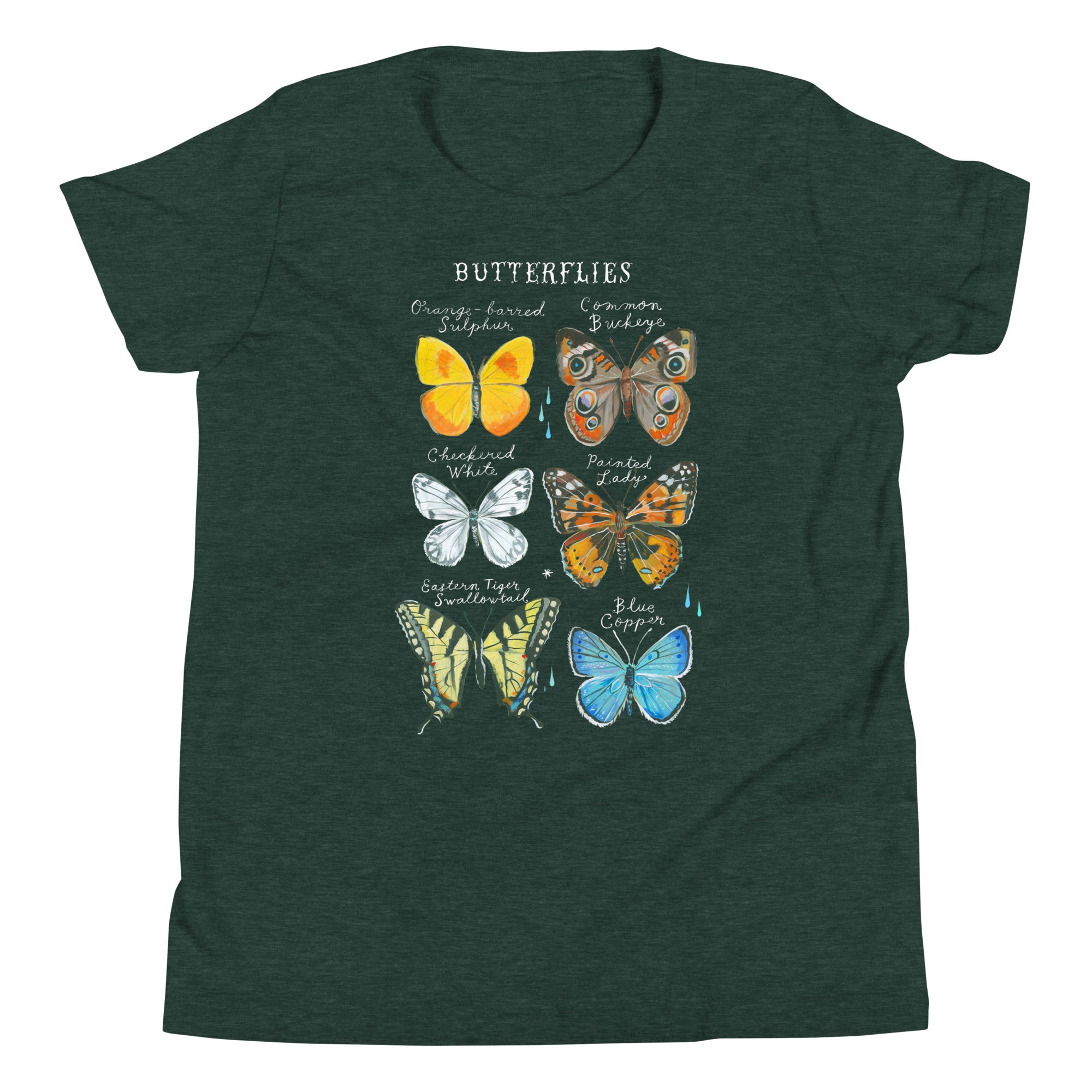 Butterfly Chart Youth T-Shirt Heather Forest